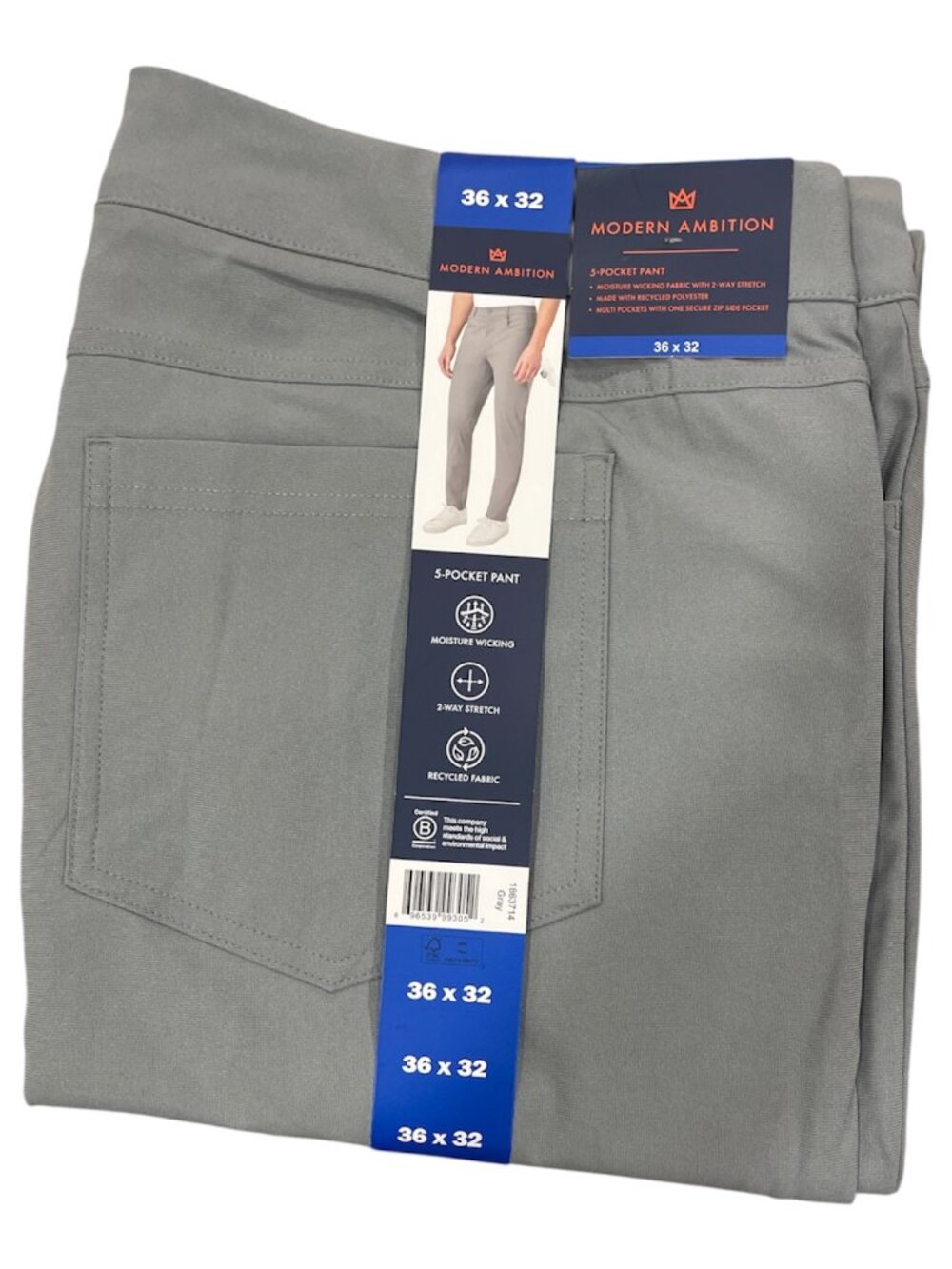 Men's 5 - Pocket Pant, Modern Ambition, 34X34 & 36X32, Gray, NWT